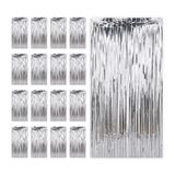 Kit 30 Cortina Fitas Metalizadas Prata Decoração