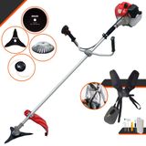 Roçadeira Multifunções Anmax Cg520p À Gasolina 52cc 2,2hp 4 Opções De Corte Com Lâmina 2 Pontas, Lâmina 3 Pontas, Escova De Aço E Carretel D