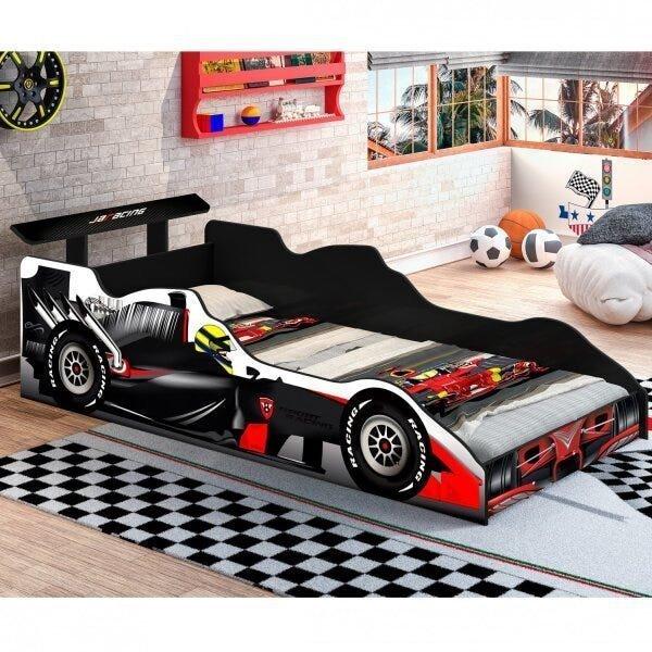 Mini Cama Infantil Carro Formula 1 J&A Móveis Preto
