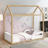 Mini Cama Montessoriana Zoe Móveis Reller Branco Fosco/Madeira Pinus