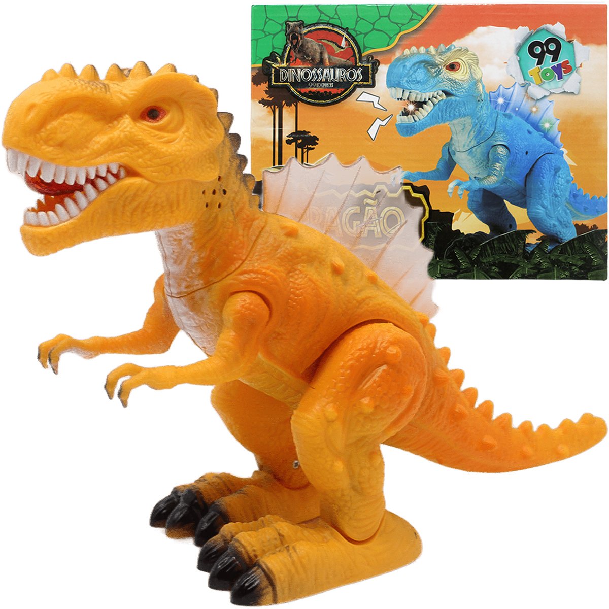 Brinquedo Tiranossauro Rex Dino Com Luz Led Sons Movimentos