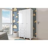 Guarda Roupa Infantil C/ 3 Portas E 3 Gavetas Júnior Branco - Peroba