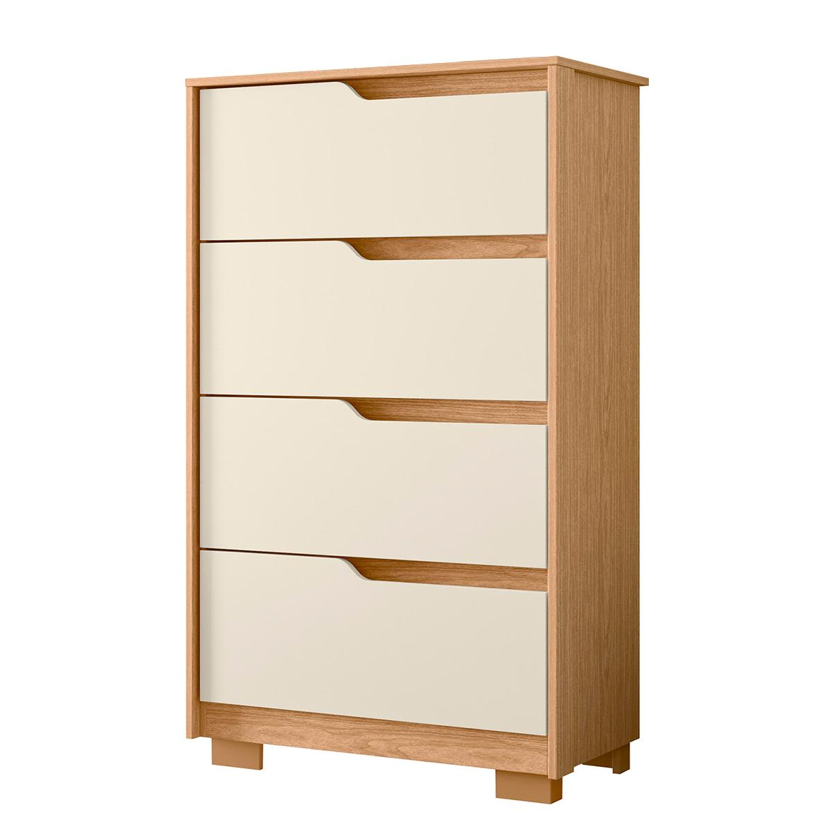 Cômoda Quarto Sole Com 4 Gavetas E Pés Freijo/off White