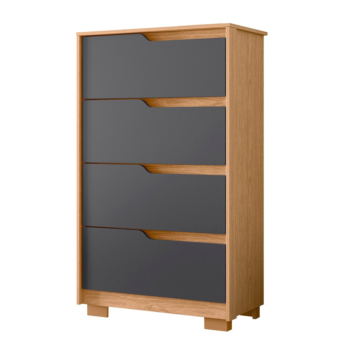 Cômoda Quarto Sole Com 4 Gavetas E Pés Freijo/titanium