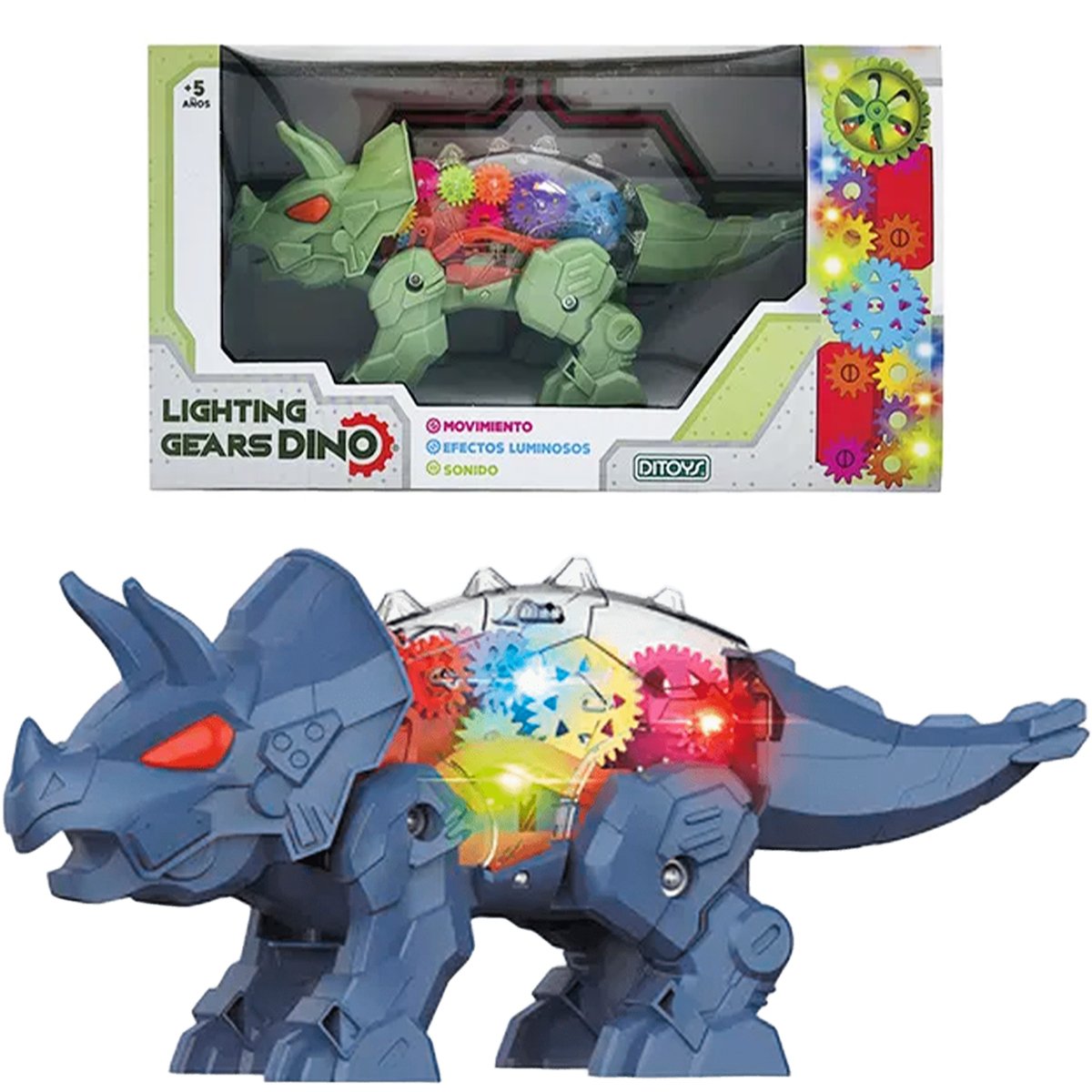 Brinquedo Dinossauro Triceratops Dino Com Luz Som Movimento
