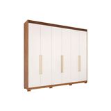 Guarda Roupa Casal 6 Portas E 5 Gavetas C/ 1 Espelho Interno Aurora Cinamomo/grafiato - Panan