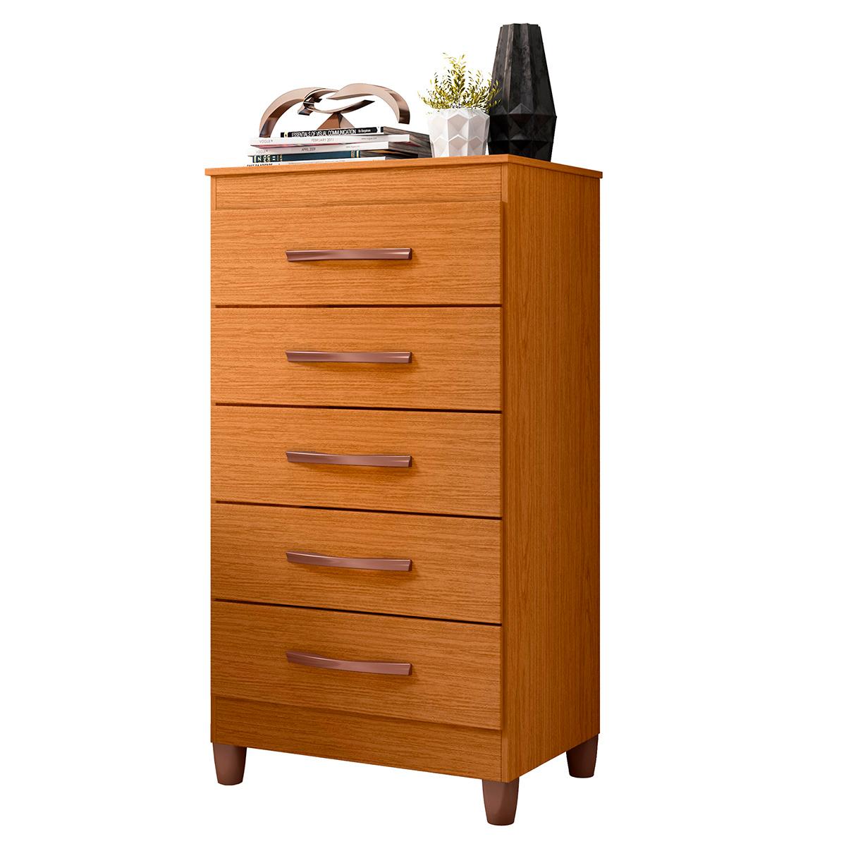 Cômoda Quarto Esmeralda Com 5 Gavetas Cinamomo