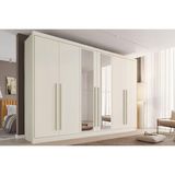 Guarda Roupa Casal 6 Portas (2 C/ Espelho) E 4 Gavetas Alba Plus Off White - Europa