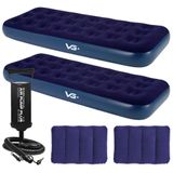 Kit 2 Colchoes Inflaveis Solteiro + 2 Travesseiros + Bomba Manual Vg Plus