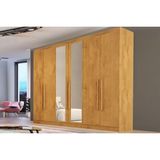 Guarda Roupa Casal 6 Portas (2 C/ Espelho) E 4 Gavetas Oslo Peroba - Europa