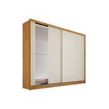 Guarda Roupa Casal 2 Portas De Correr (1 C/ Espelho) E 4 Gavetas Monterey Peroba/off White - Europa