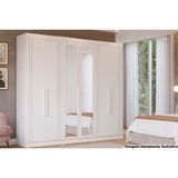 Guarda Roupa Casal 6 Portas (2 C/ Espelho) E 6 Gavetas Cecilia Branco - Panan