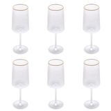 Conjunto De Taças De Cristal Martelado Com Fio De Ouro Para Vinho 6 Peças 600 Ml Petra Lyor
