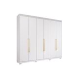 Guarda Roupa Casal 6 Portas E 5 Gavetas C/ 1 Espelho Interno E Pés Aurora Branco - Panan