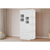 Guarda Roupa Infantil C/ 2 Portas Cristal E 3 Gavetas Uli Branco - Peroba