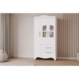 Guarda Roupa Infantil C/ 3 Portas (2 Cristal) E 2 Gavetas Lisi Branco - Peroba