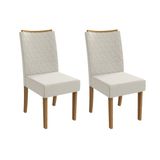 Cadeira Sala De Jantar Rosa 2cad129 Madeirado Kit 2 Un Canela/linho Bege Caqui - Kappesberg