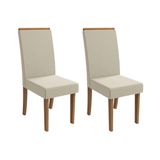 Cadeira Sala De Jantar Íris 2cad142 Madeirado Kit 2 Un Canela/linho Bege Argila - Kappesberg