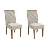 Cadeira Sala De Jantar Gardênia 2cad149 Madeirado Kit 2 Un Canela/linho Bege Caqui - Kappesberg