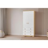 Guarda Roupa Infantil C/ 2 Portas E 3 Gavetas Júnior Branco/amendoa - Peroba