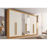 Guarda Roupa Casal 6 Portas (2 C/ Espelho) E 4 Gavetas Alba Plus Peroba/off White - Europa