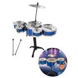 Mini Bateria Musical Infantil 5 Tambores 1 Prato 2 Baquetas