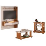 Painel Tv 72 Pol 160 Cm Carrinho Bar E Mesa De Centro Cinamomo Off White Arly