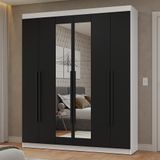 Guarda-roupa Casal Com Espelho Netuno Madesa Branco/preto