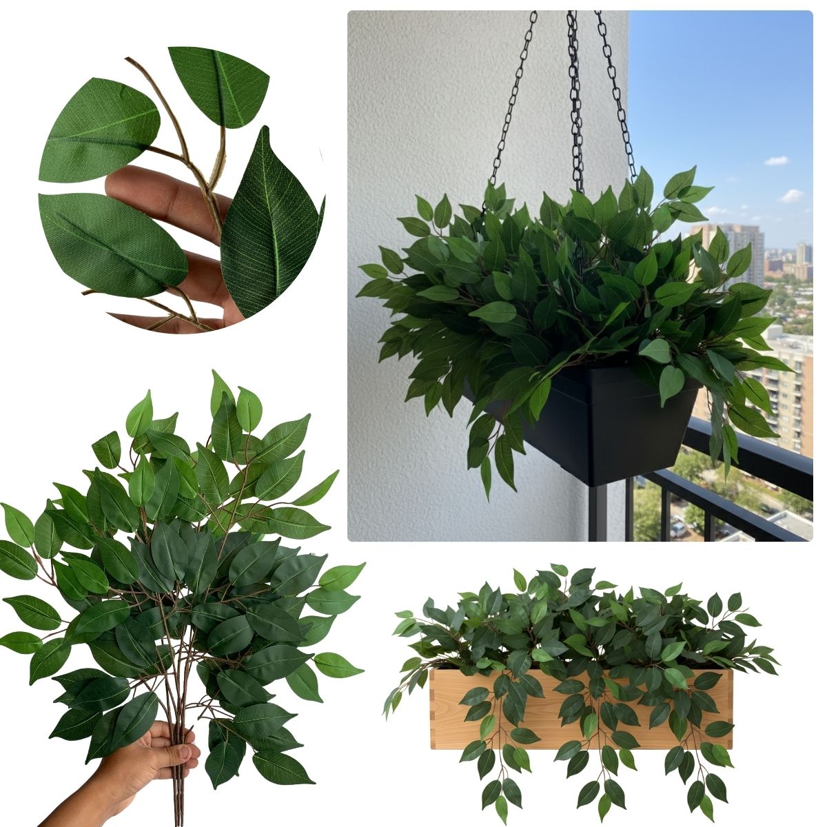 8 Folhagens De Fícus Artificiais Realistas Preço No Atacado Uso Interno Árvores Permanentes Ou Fundo De Parede Vertical