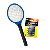 Kit Raquete Eletrica Mata Insetos Brasfort 8245 + 4 Pilhas Aa Toshiba Lr6gcp