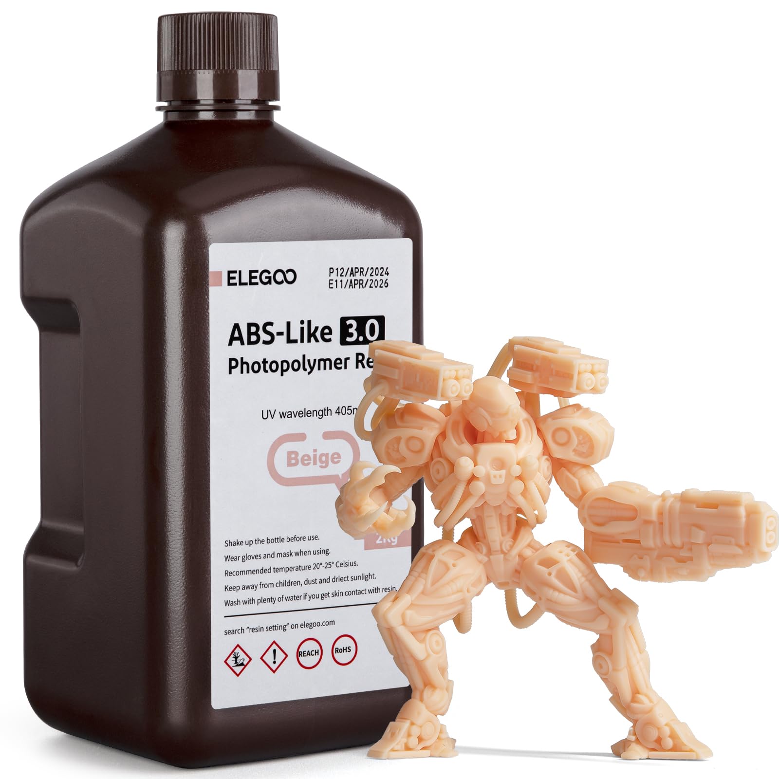 Resina De Impressora 3d Elegoo Abs-like 3.0 405nm 2000g Bege