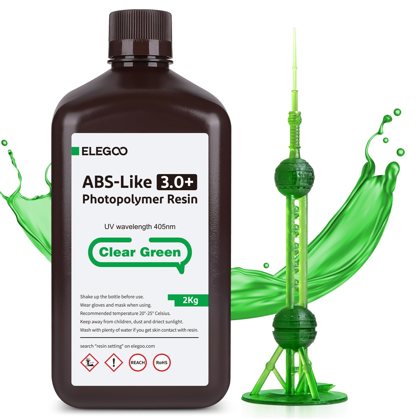 Resina De Impressora 3d Elegoo Abs-like 3.0 Plus 2000g Verde Transparente