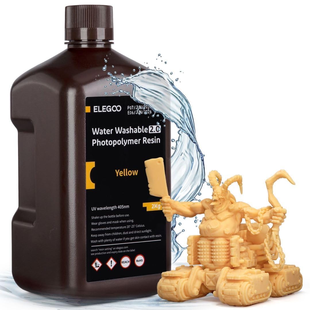 Resina De Impressora 3d Elegoo Lavável Com Água 2.0 Amarela 2l