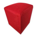 Mini Puff Banqueta Quadrado Cubo Decorativo Courino E Suede Vermelho Suede