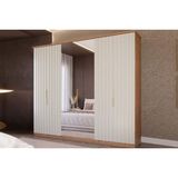Guarda Roupa Casal 6 Portas ( 2 C/ Espelho) E 6 Gavetas La Belle Cinamomo/off White - Panan