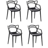 Kit 4 Cadeiras Allegra Flex 85cmx54cmx56 Cm Preto