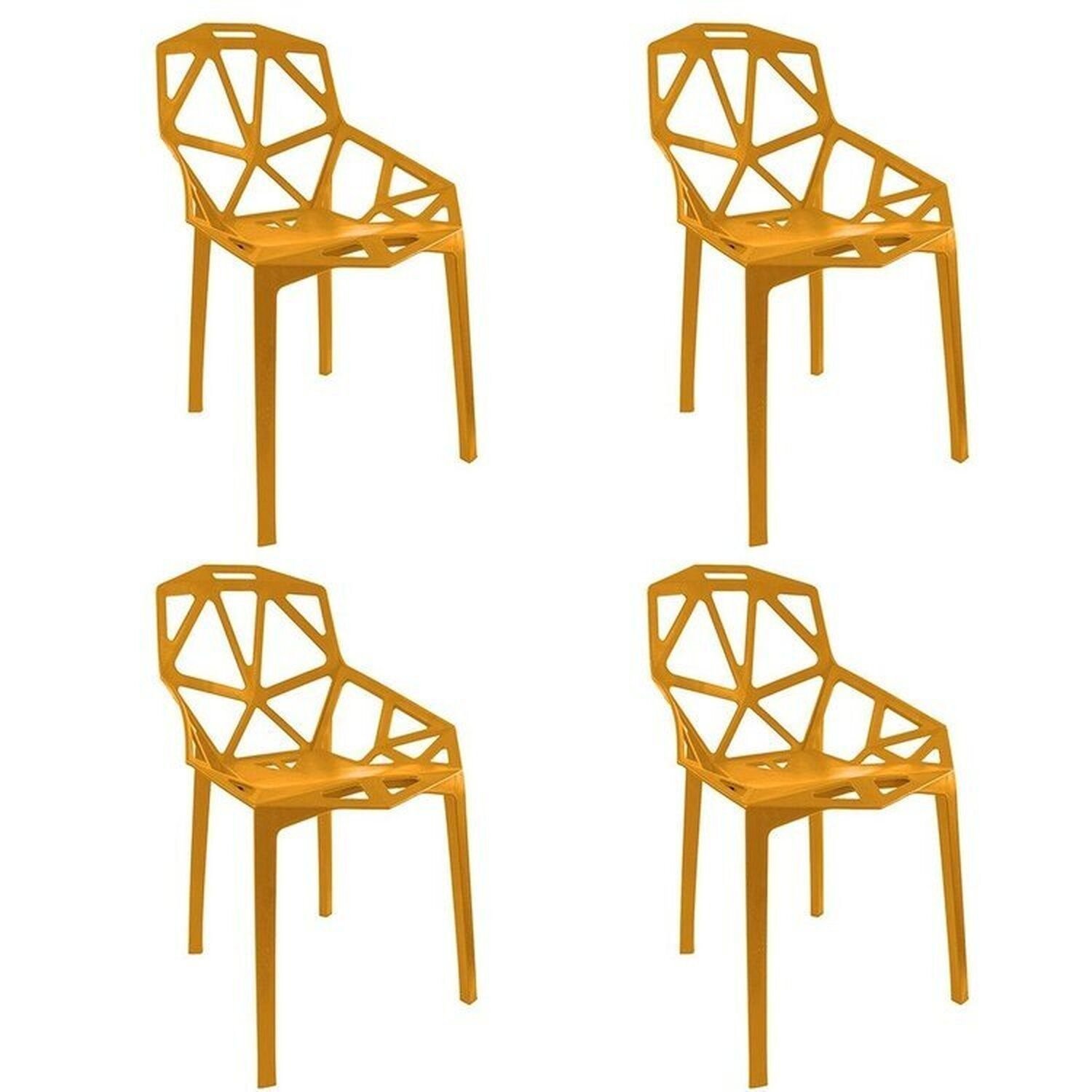 Conjunto Com 4 Cadeiras Pixel Mostarda