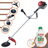 Roçadeira Completa Anmax Cg520p-tb À Gasolina 52cc 2,2hp 10.000rpm Com Carretel Nylon + Lâminas 2 Pontas, 3 Pontas, 40 Dentes, 80 Dentes + Óleo S