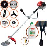 Roçadeira Aparador De Grama À Gasolina Anmax Cg520p-tb 52cc 2,2hp 10.000rpm Completo Com Kit 4 Lâminas + Carretel + Escova De Aço + Óleo Stihl 2