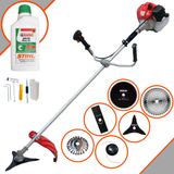 Roçadeira Podador De Grama Anmax Cg520p À Gasolina 52cc 2,2hp Com 6 Opções De Cortes, Carretel + Kit 4 Facas + Escova De Aço Circular + Óleo St