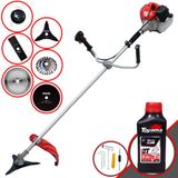 Roçadeira Cortador De Grama À Gasolina Anmax Cg520p-tb 52cc 2,2hp 10.000rpm Completo Com Kit 4 Lâminas + Carretel + Escova De Aço + Óleo Toyama