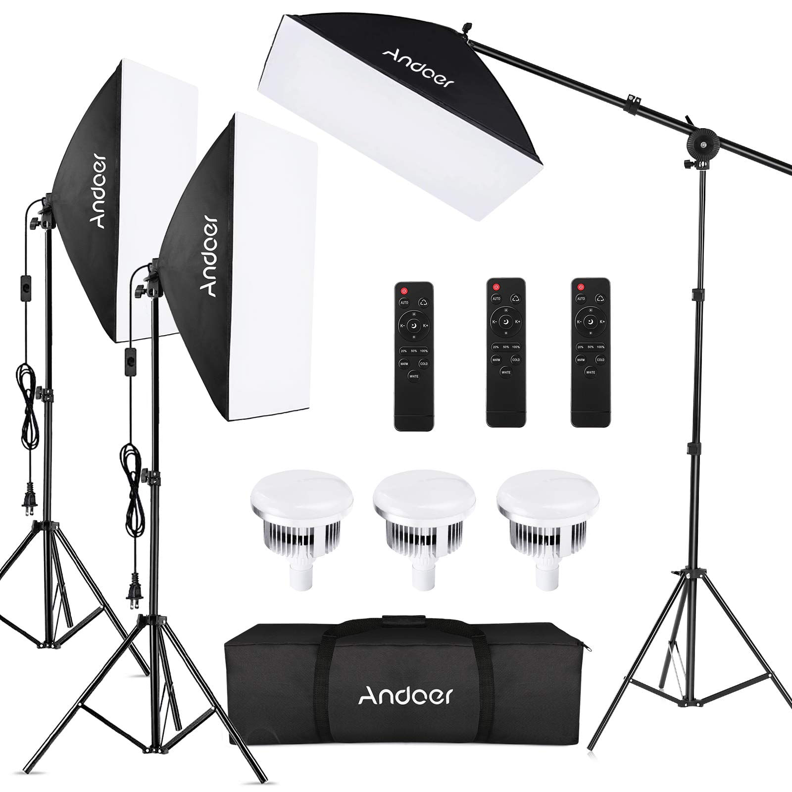 Kit De Iluminação Fotográfica Andoer Softbox 85w 2800-5700k