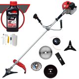 Roçadeira Robusta Anmax Cg520p À Gasolina 52cc 2,2hp Completa Com 6 Opções De Cortes, Carretel + Kit 4 Facas + Escova De Aço Circular + Óleo To
