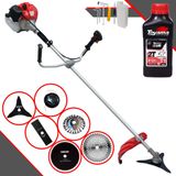 Roçadeira Lateral Anmax Cg520p À Gasolina 52cc 2,2hp 6 Em 1 C/ Carretel + Faca 2 Pontas, 3 Pontas, 40 Dentes E 80 Dentes + Escova De Aço + Óleo T
