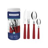 Faqueiro Tramontina New Kolor Com Laminas Em Aco Inox 24 Pecas Vermelho