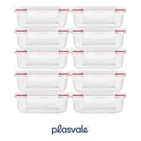 Conjunto 10 Potes 640ml Vidro Hermético 4 Travas Marmita