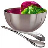 Kit Saladeira Inox Com Pegador 24Cm Redonda 3 Peças - Wincy