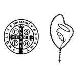 Kit 3 Adesivos Rosário Terço + 3 Adesivos Medalha São Bento