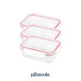 Conjunto 03 Potes 640ml Vidro Hermético 4 Travas Marmita