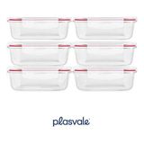 Kit 06 Potes Vidro 640ml Hermético Marmita Forno Refratário